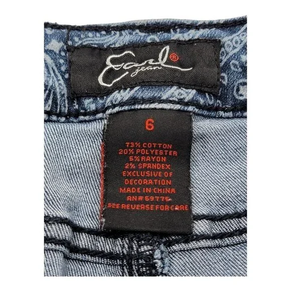 Earl Women’s Blue Paisley Skinny Ankle Jeans Size 6  Retail $54 - Picture 5 of 10